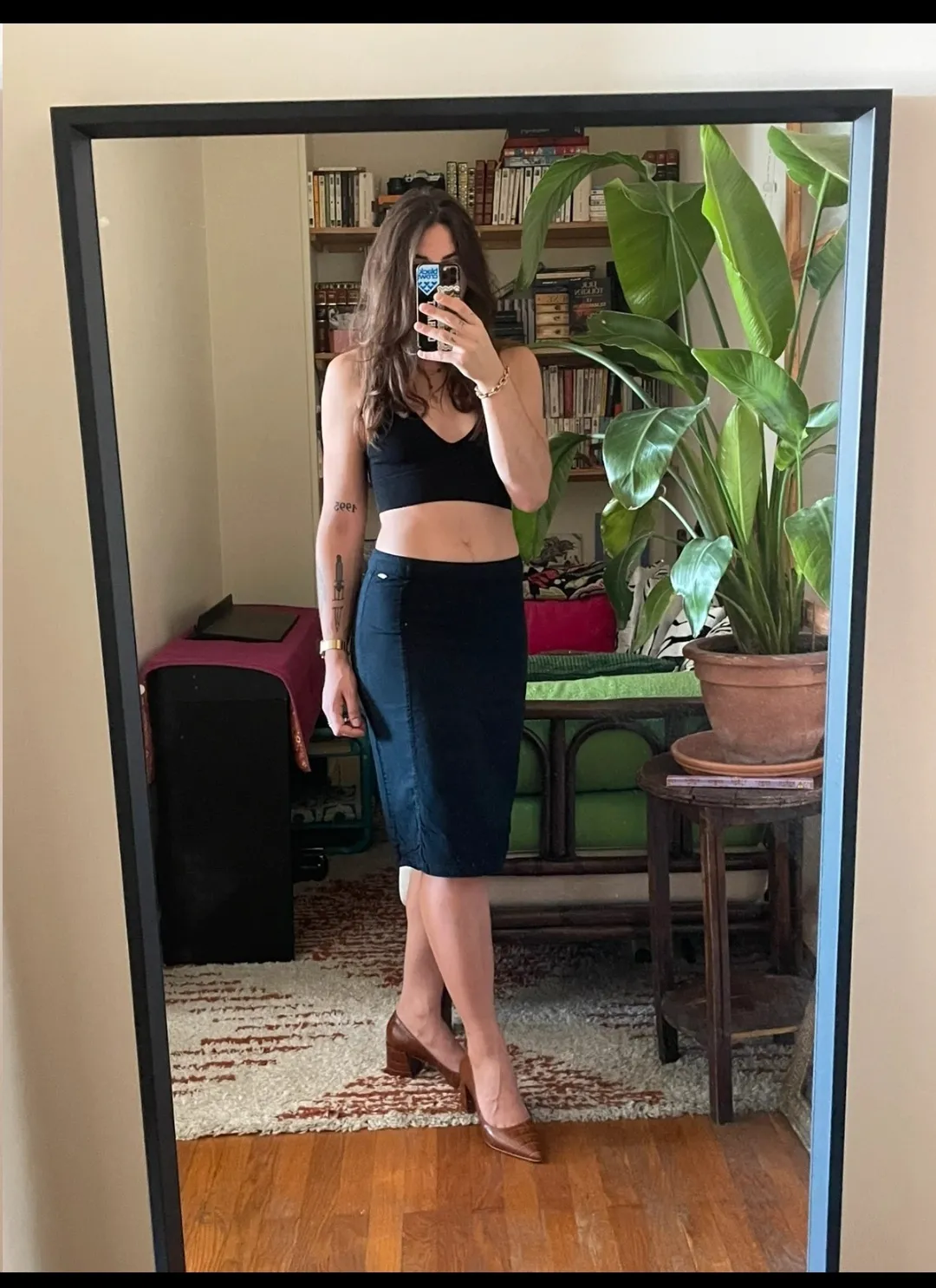 Jupe midi bleu marine taille M 2