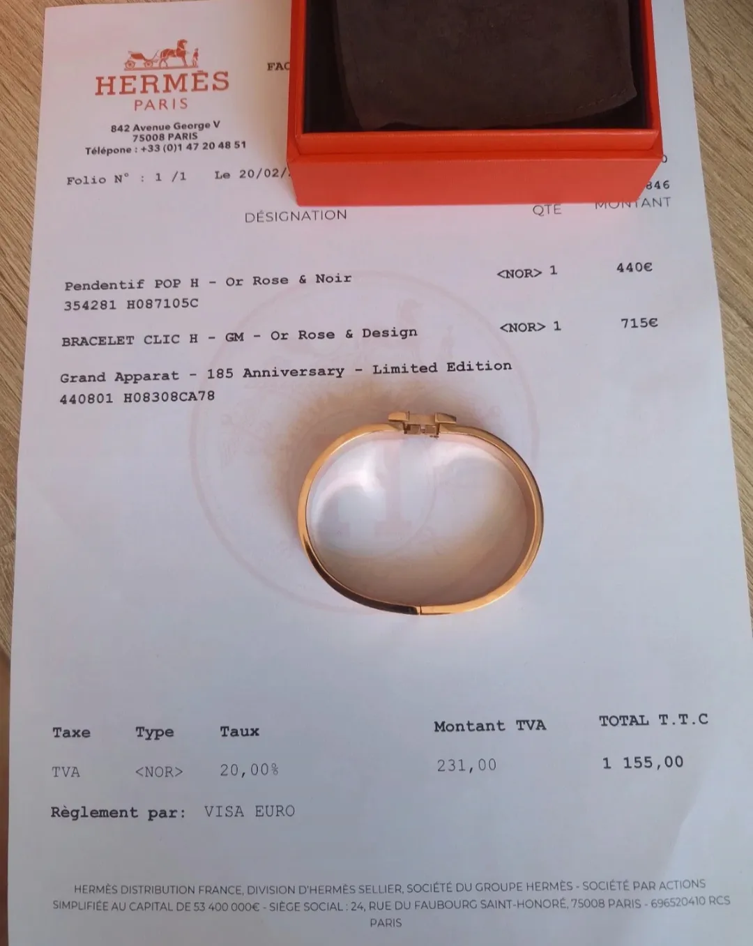 Bracelet Hermès Clic H - Or rose GM 9