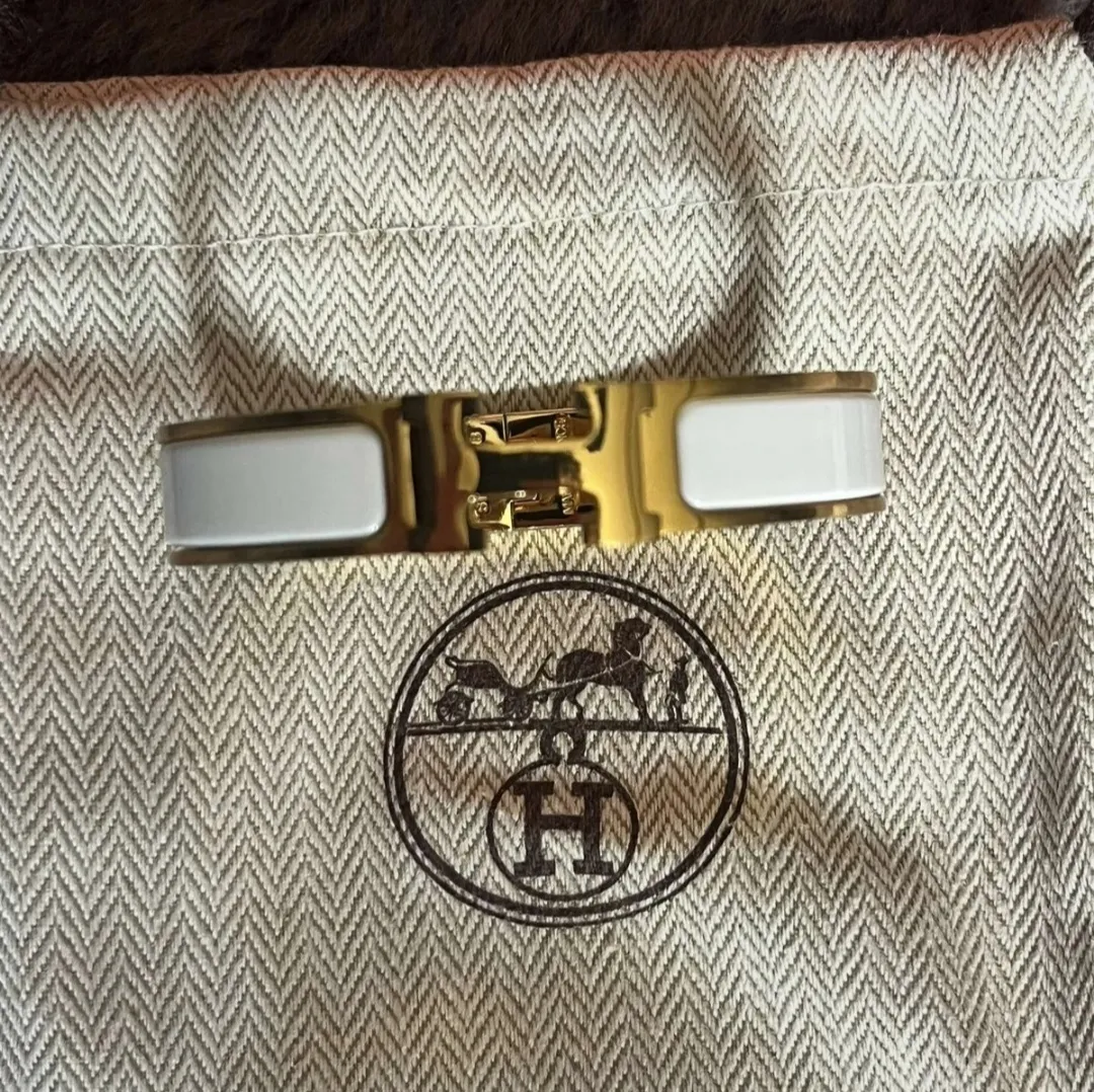 Bracelet Hermès Clic H émail blanc orange 9