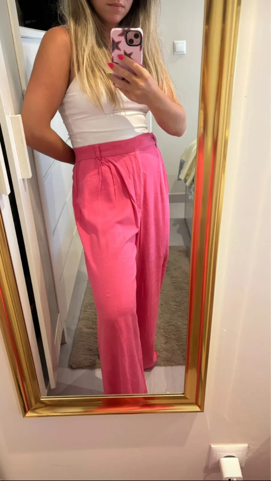 Pink Wide-Leg Pants with Tie Waist 2