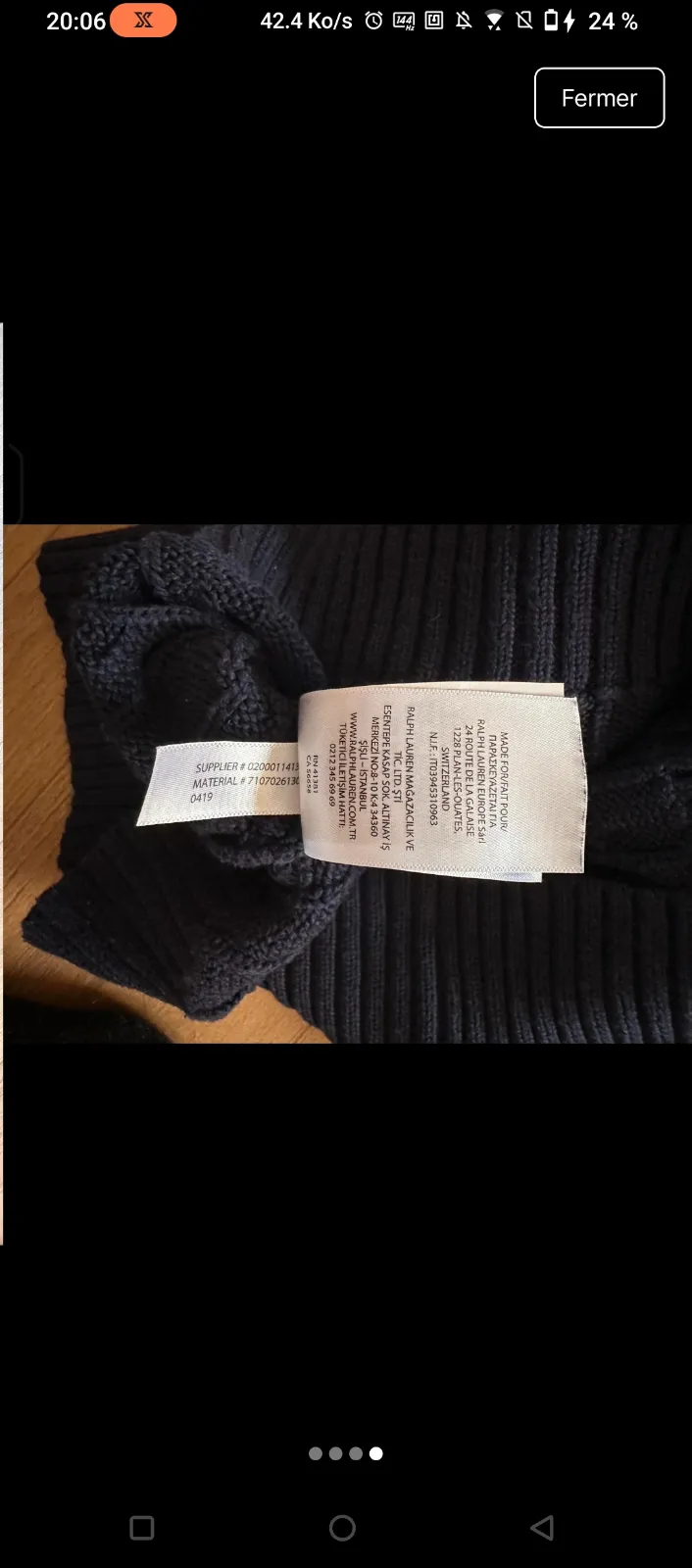 Pull Polo Ralph Lauren bleu marine torsadé 4