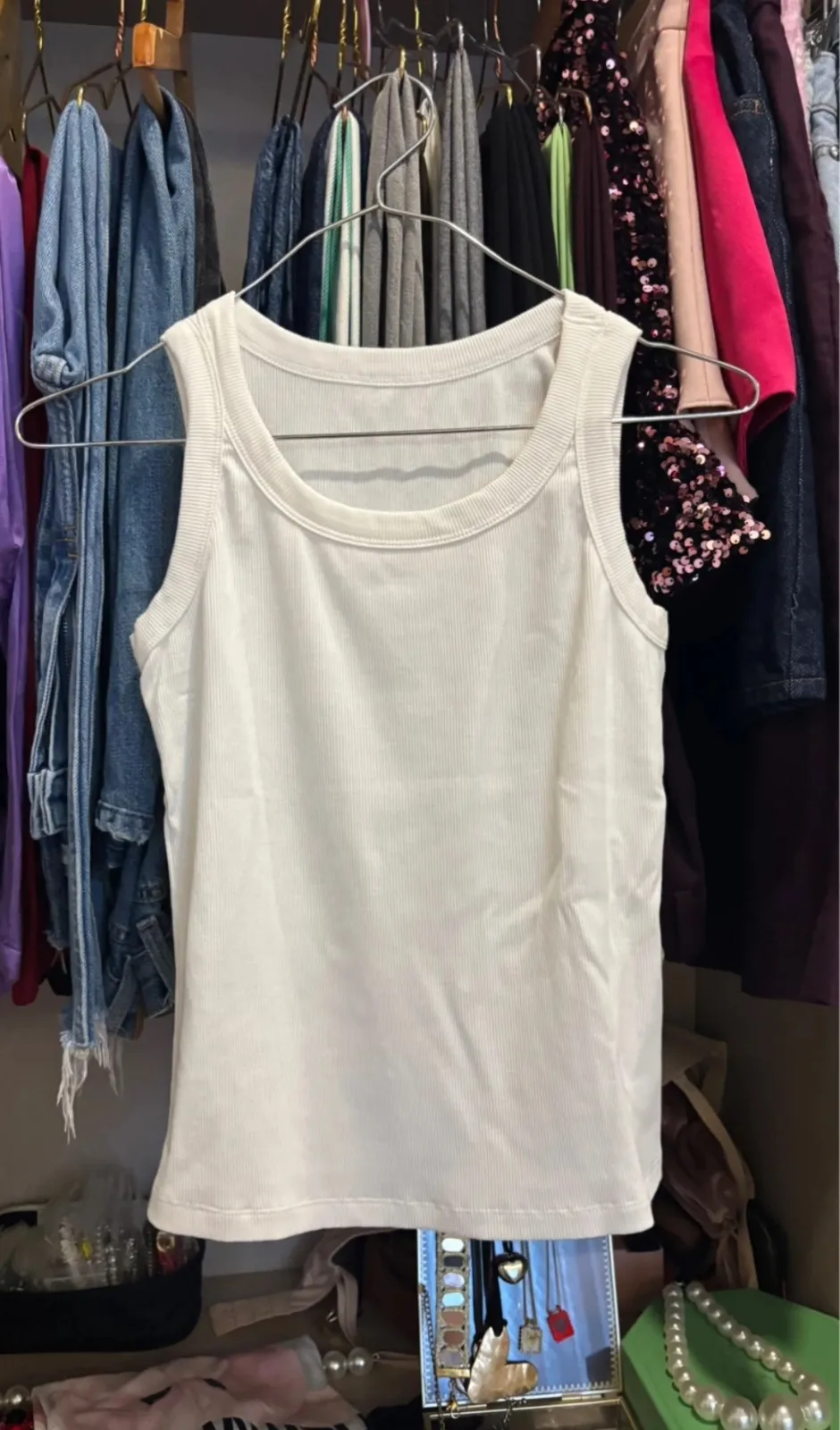 White Basic Cotton Tank Top