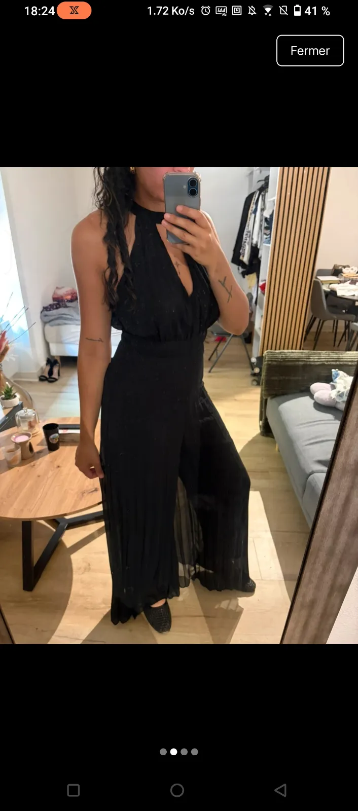 Robe longue noire dos nu élégante 3