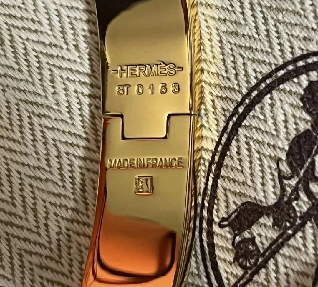 Bracelet Hermès Clic H émail blanc orange 7