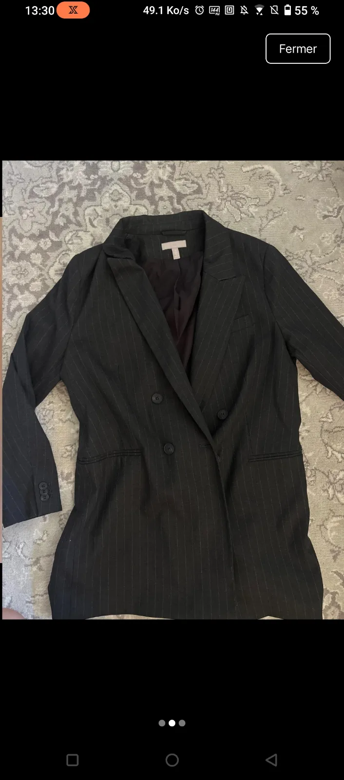 Blazer noir rayé oversized 2