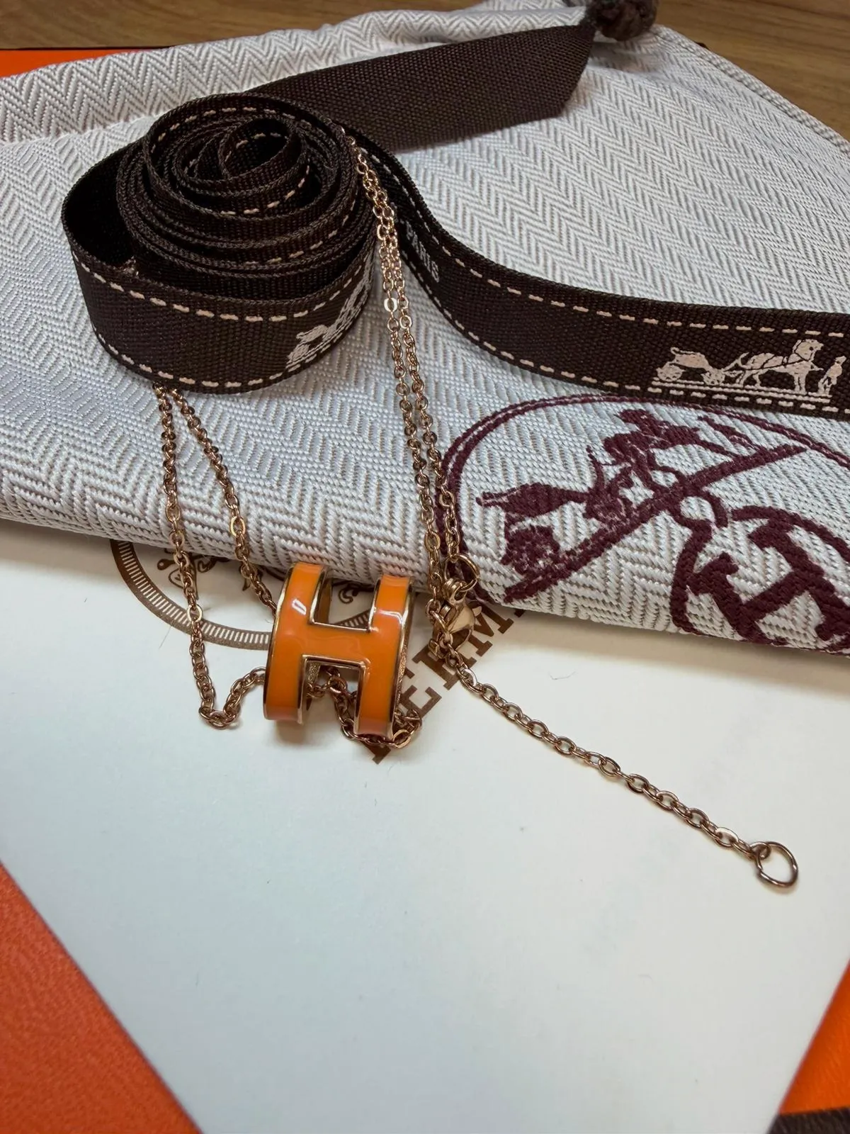 Collier Hermès Pop H orange et doré – Hermès – taille Taille unique 6