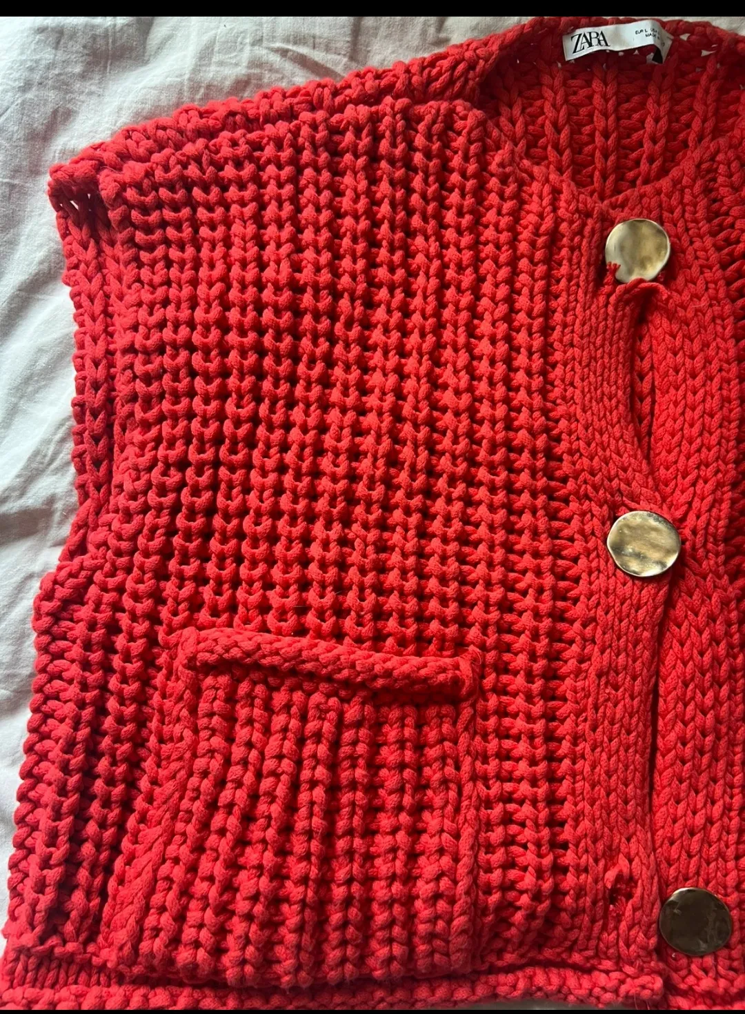 Red Knit Button-Up Vest 4