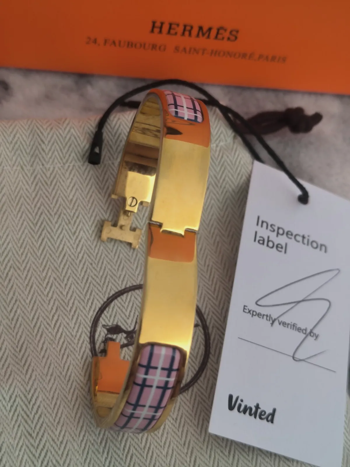 Bracelet Hermès Clic H émaillé motif carreaux – Hermès – taille Taille unique 5