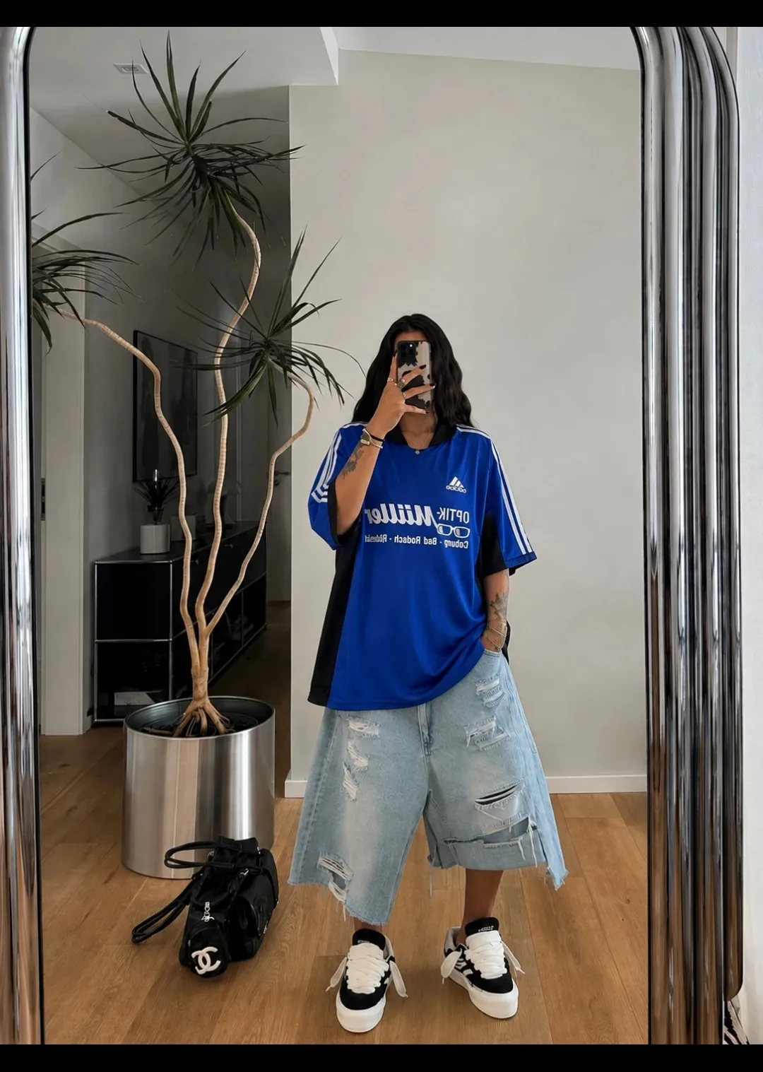 T-shirt bleu Adidas vintage oversize