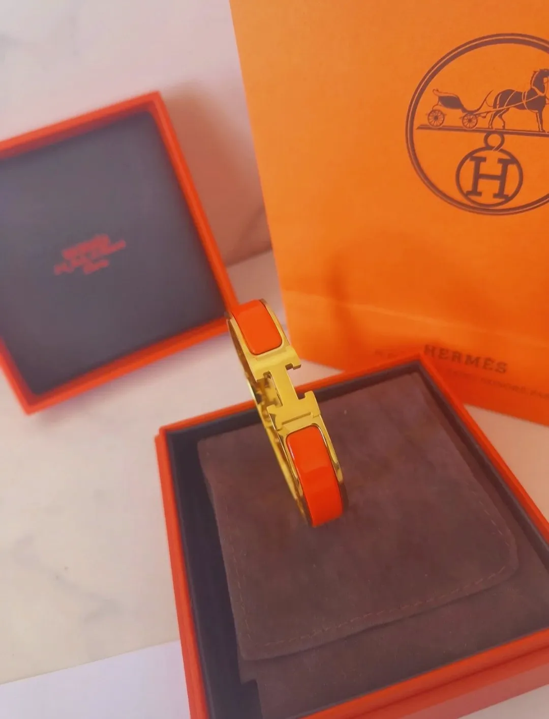 Bracelet Hermès Clic H GM orange or – Hermès – taille Taille unique 2