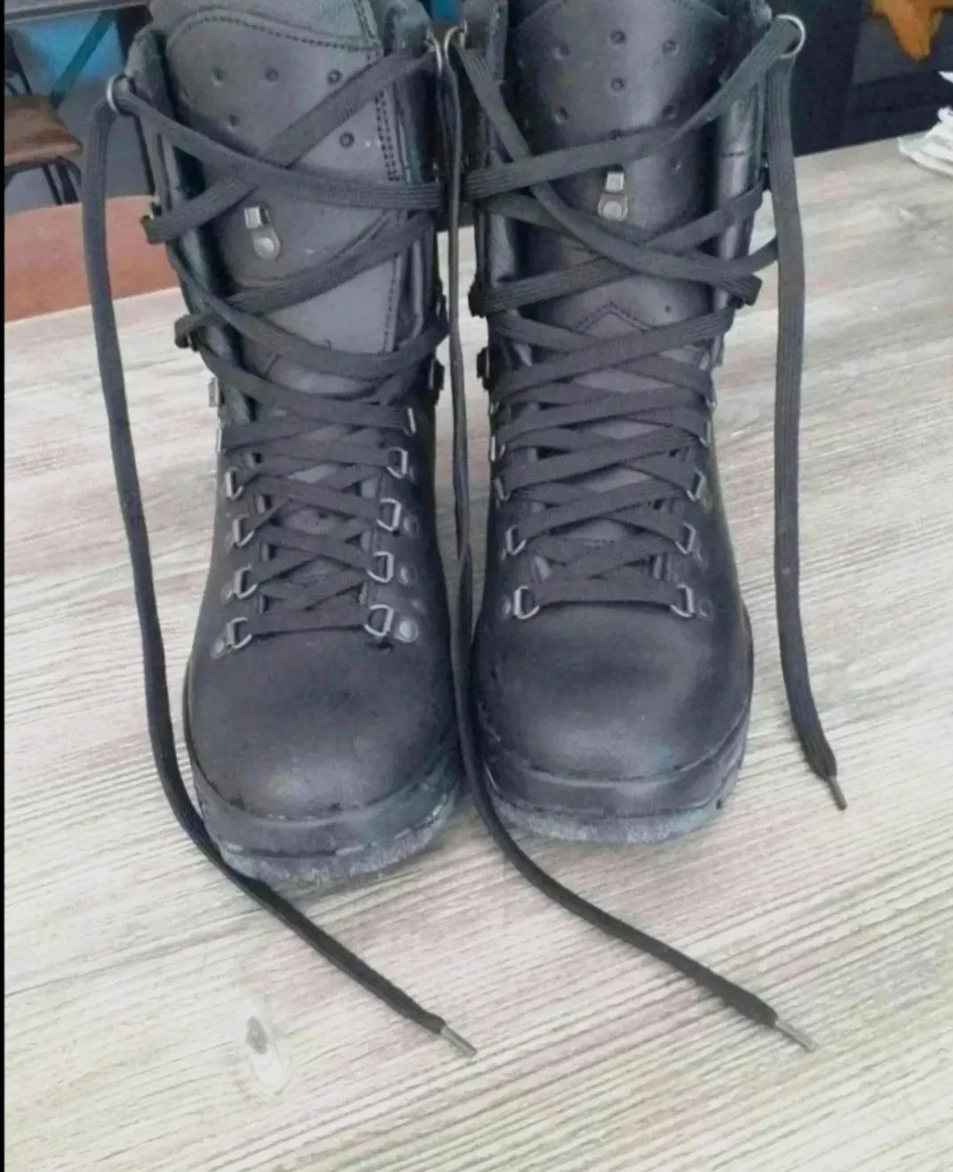 Chaussures de randonnée tactiques en cuir noir – Sans – noir – taille EU 43 2