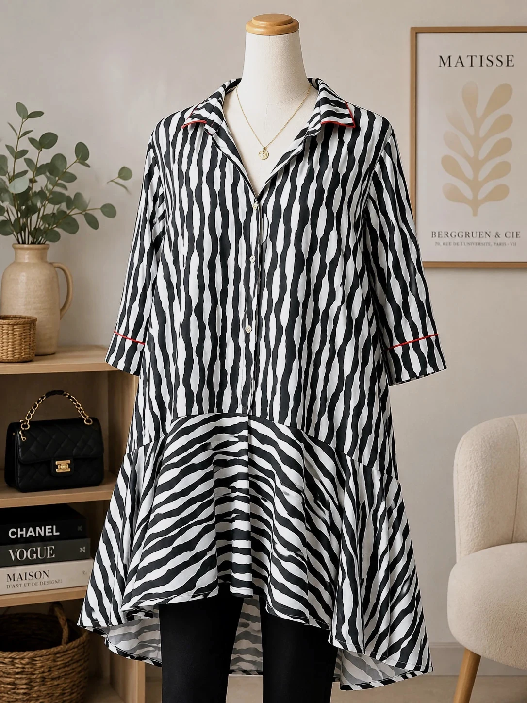 Tunique longue zébrée noire et blanche Malory – Taille S – malory – taille S / 36 / 8
