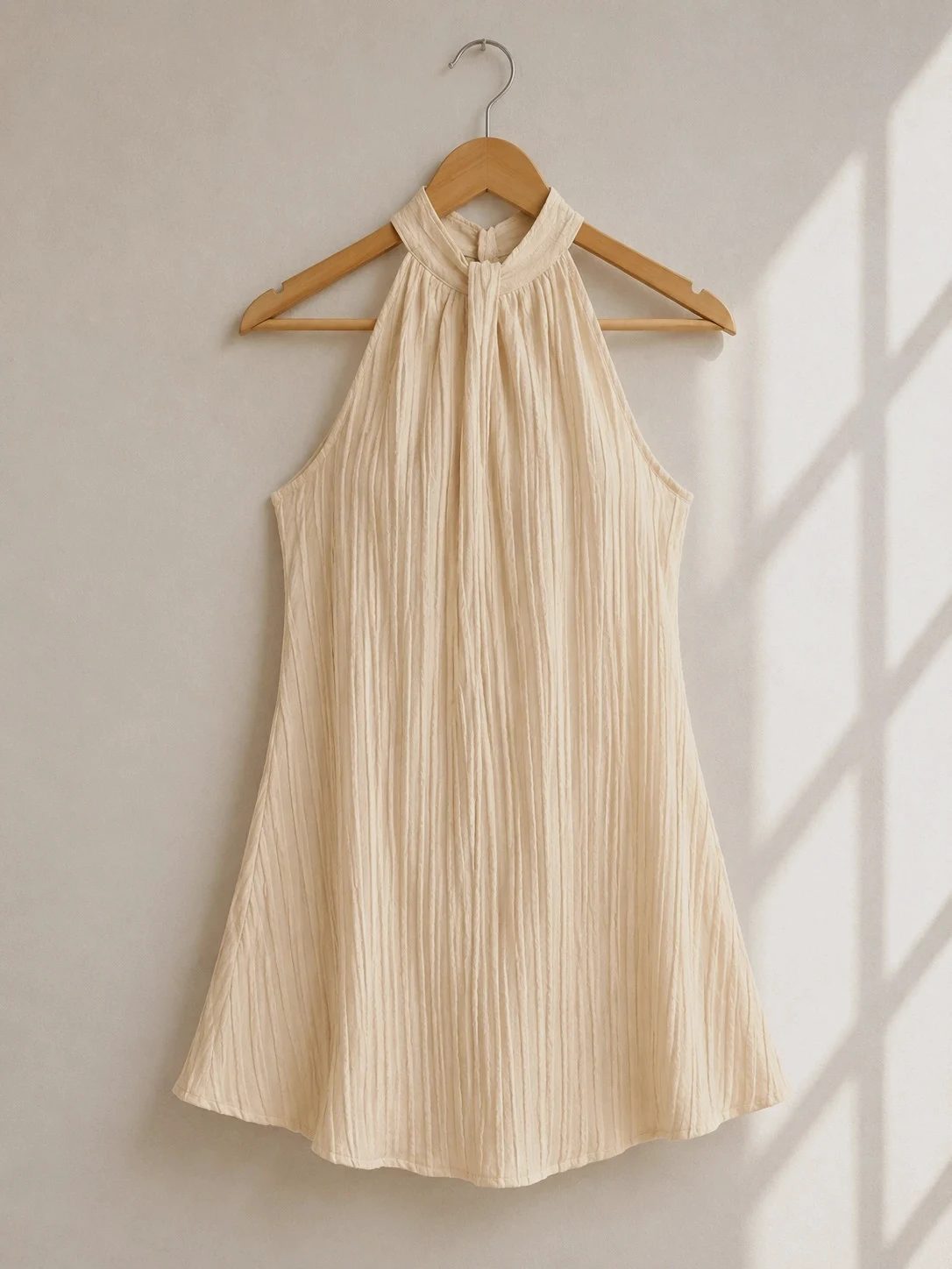 Robe plissée dos nu beige clair – Taille XL
