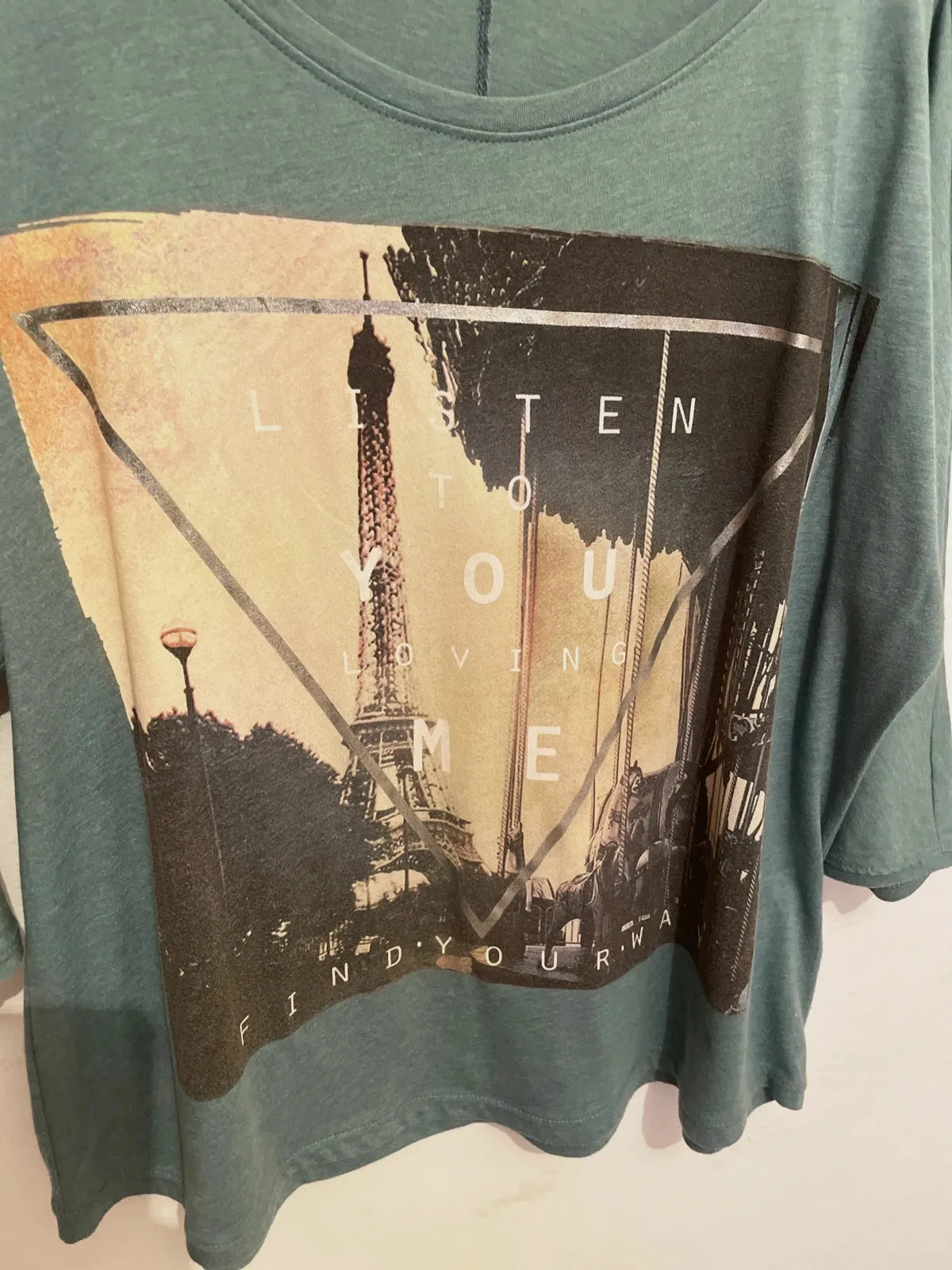 Camiseta verde azulado "Paris" - Clockhouse - Talla XXL – Clockhouse – taille XXL / 44 / 16 3