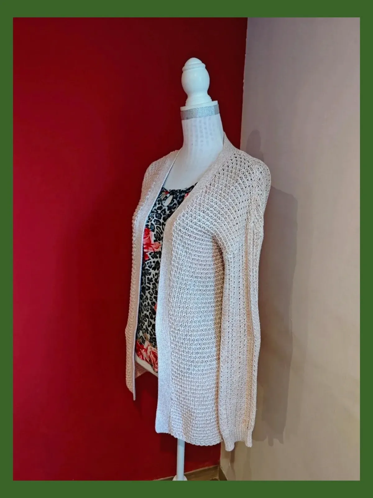 🌺 Chaqueta de punto rosa jaspeado y con diferentes tipos de punto – Clockhouse – taille M / 38 / 10 2