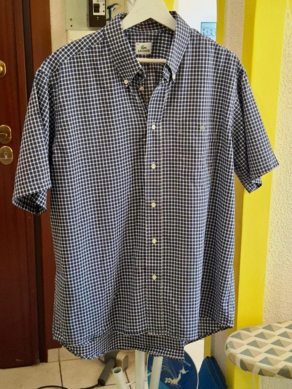 Chemise Lacoste à Carreaux - Manches courtes - Bleu Marine & Blanc - Taille 42