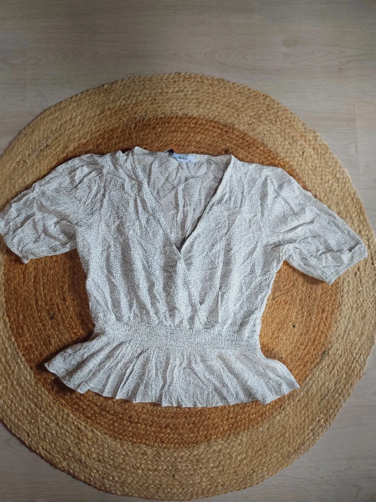 Blouse cache-cœur Chiquelle pois blanc et noir – Chiquelle – blanc et noir – taille M