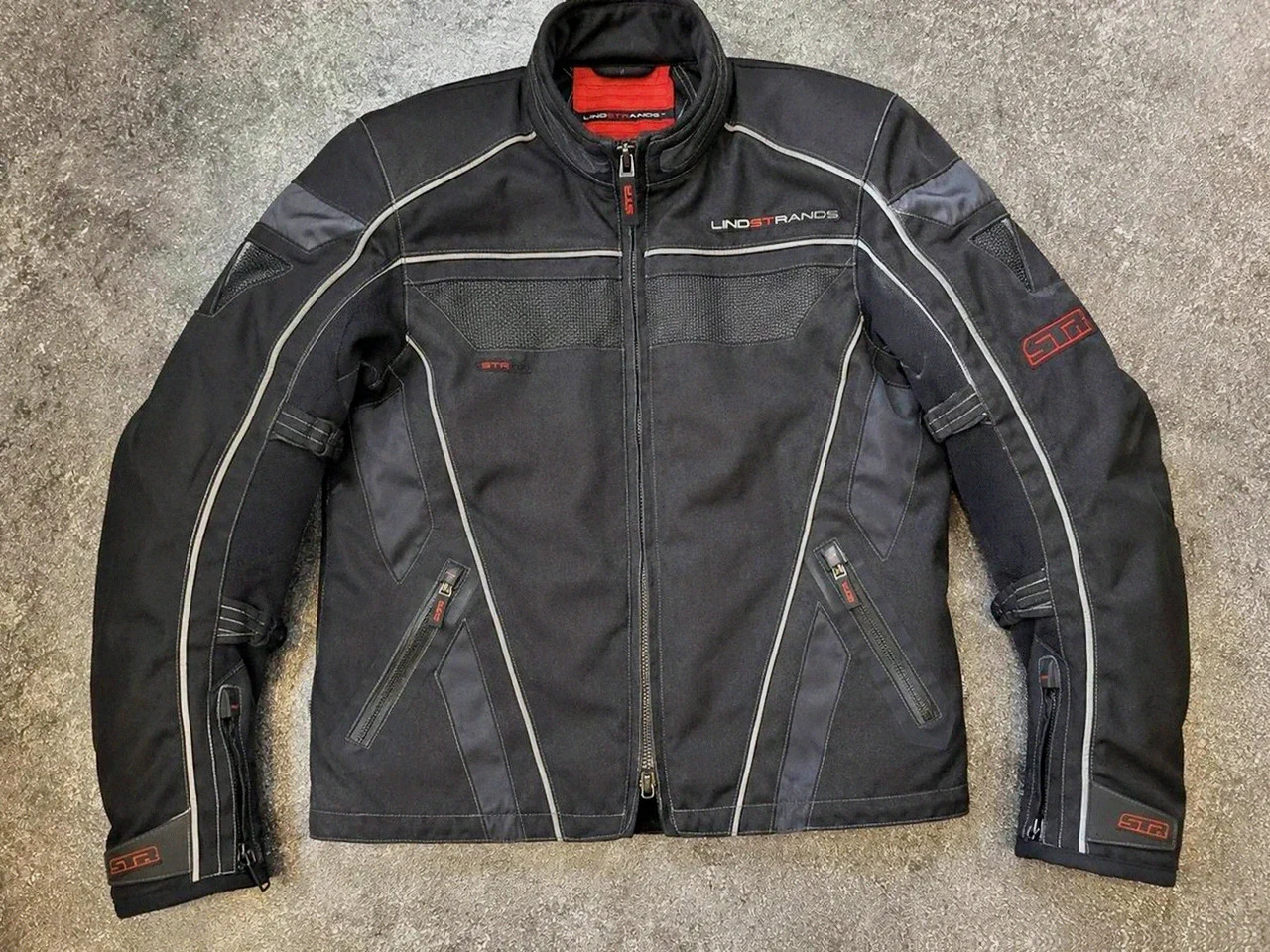 Veste moto Lindstrands Str Hi-Art respirante réfléchissante noir rouge S
