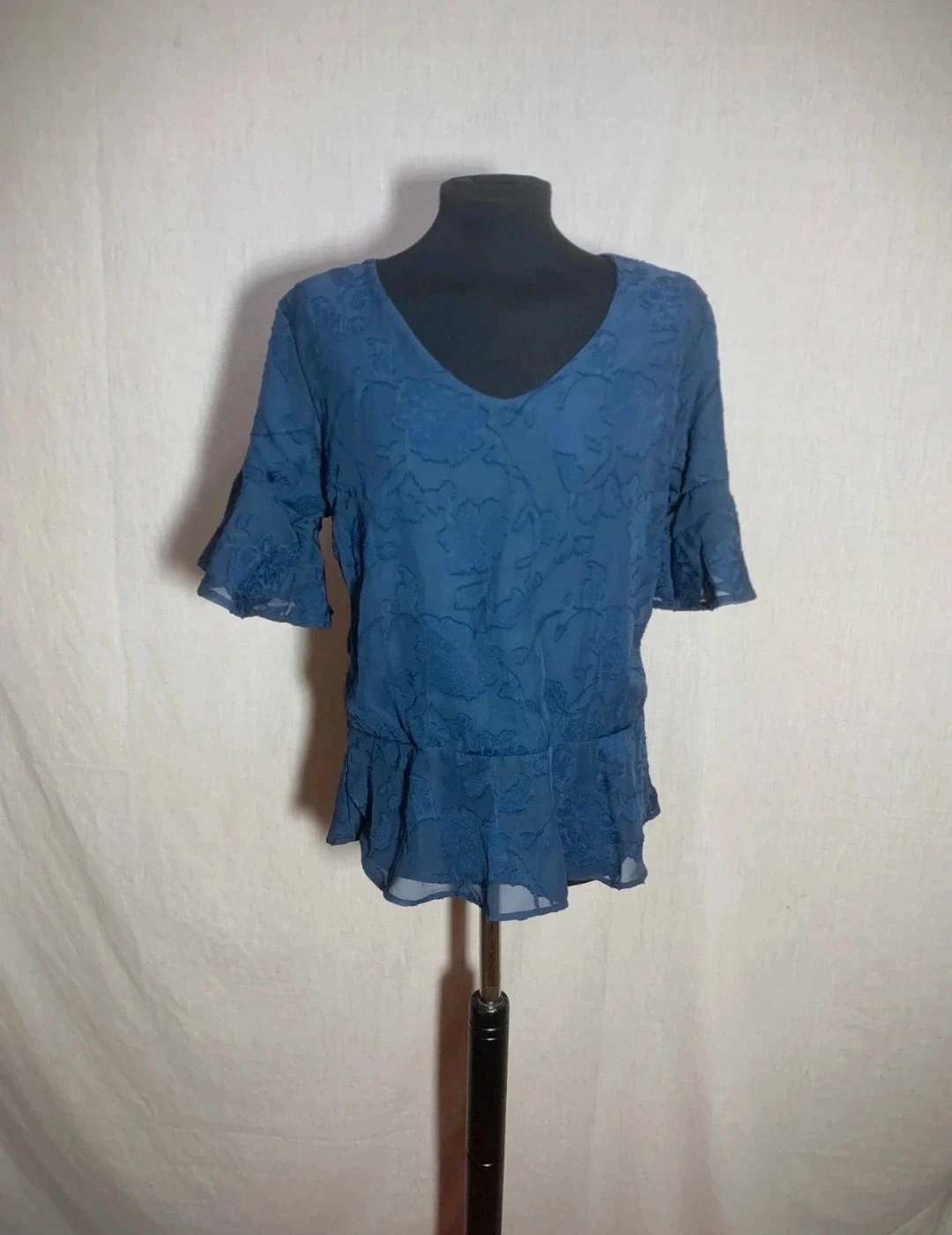 Blusa Bordada de Fiesta Azul Marino | Navy Blue Embroidered Party Blouse | Riverside
