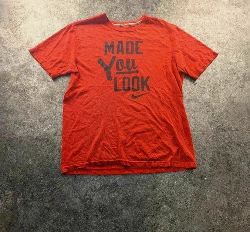 t shirt nike rouge made you look swoosh streetwear taille M vintage – Nike – taille M