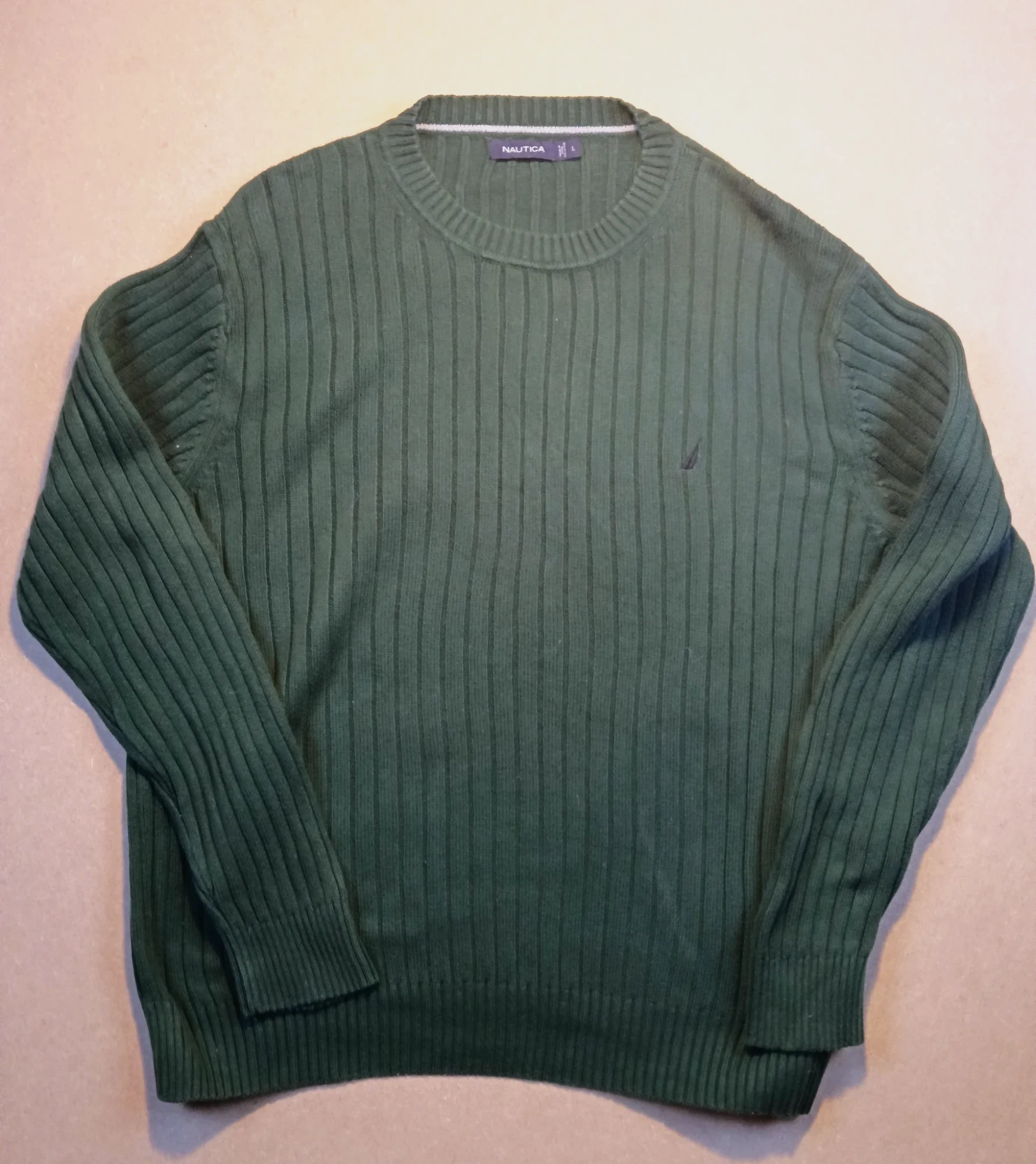 Pull en maille côtelée vert Nautica