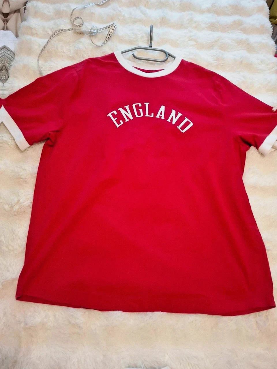 T-shirt vintage rouge Puma ringer "England" - Taille XL