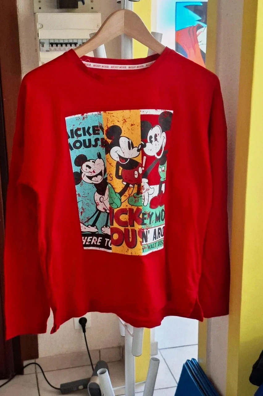 T-shirt Mickey Mouse Disney Rouge Manche Longue - Taille S