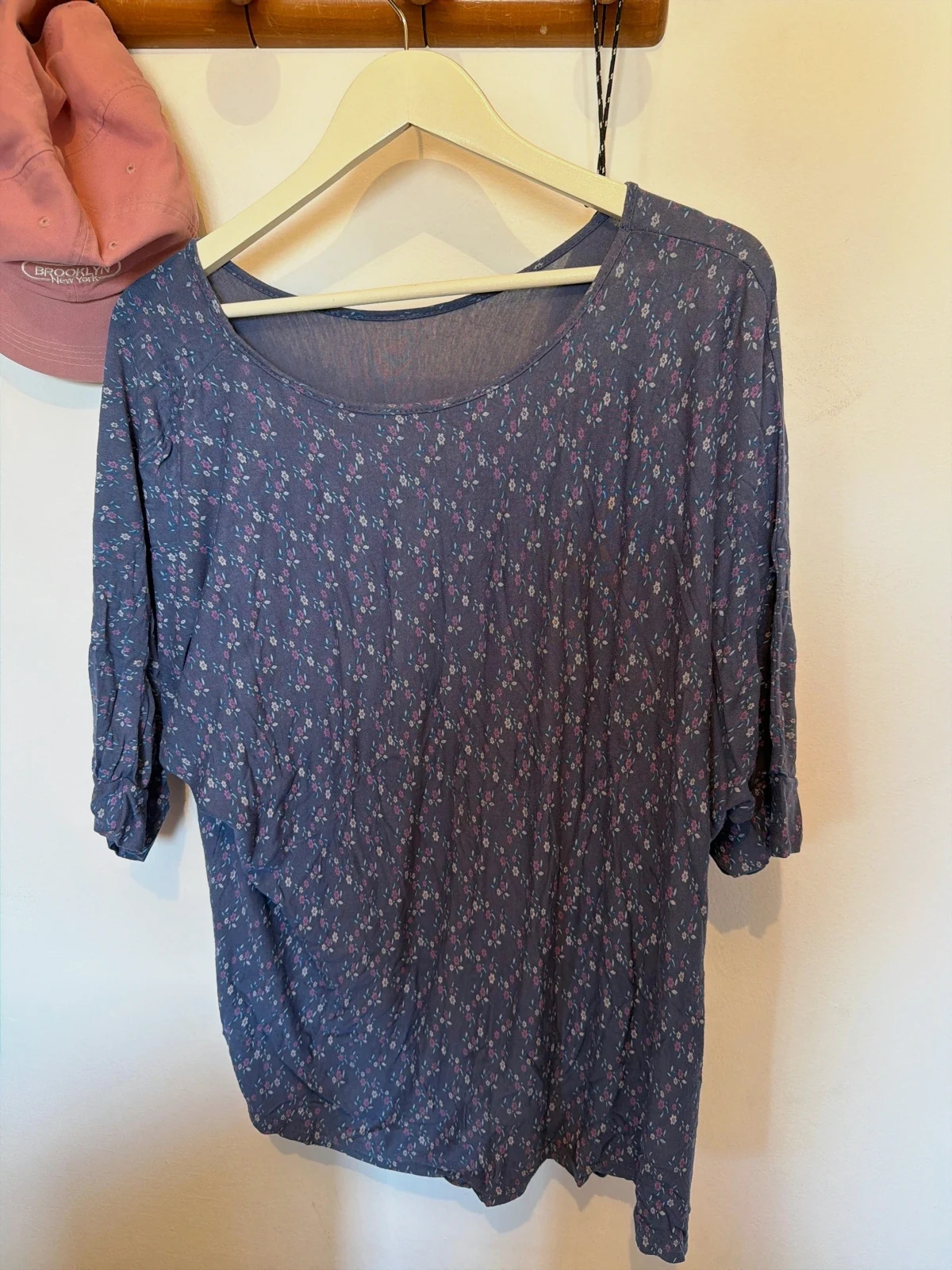 Camiseta / Blusa Flores Talla Grande 3XL - Manga Francesa y Cuello Barco – Local – taille XXXL / 46 / 18