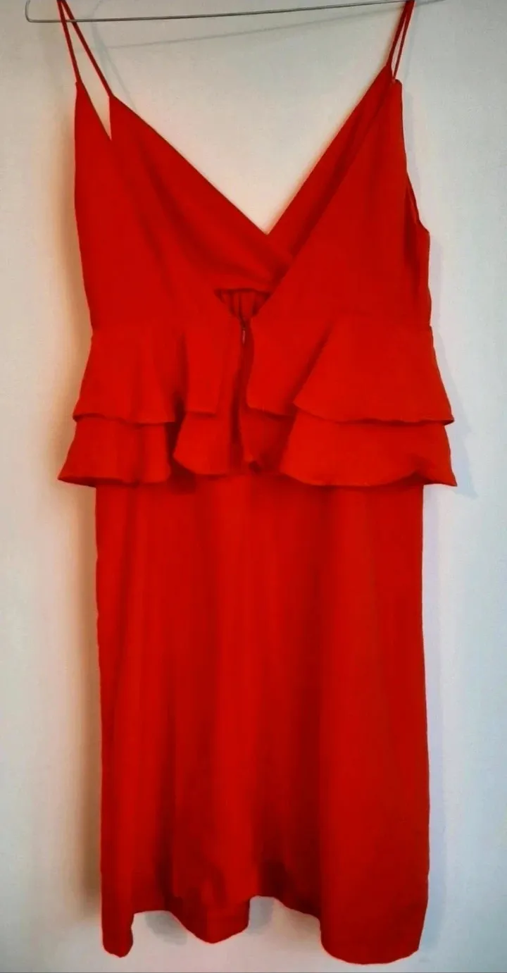 Vestido rojo de tirantes con volantes - Mango (MNG Suit) - Talla S – MNG Suit – taille S / 36 / 8 3