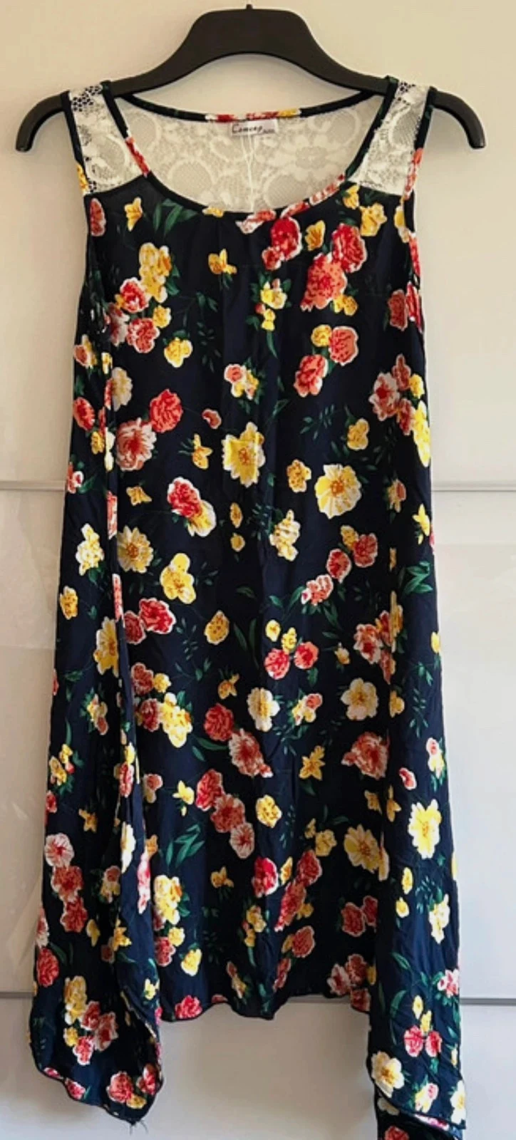 Robe longue fleurie T 42/44 noire fluide bohème évasée