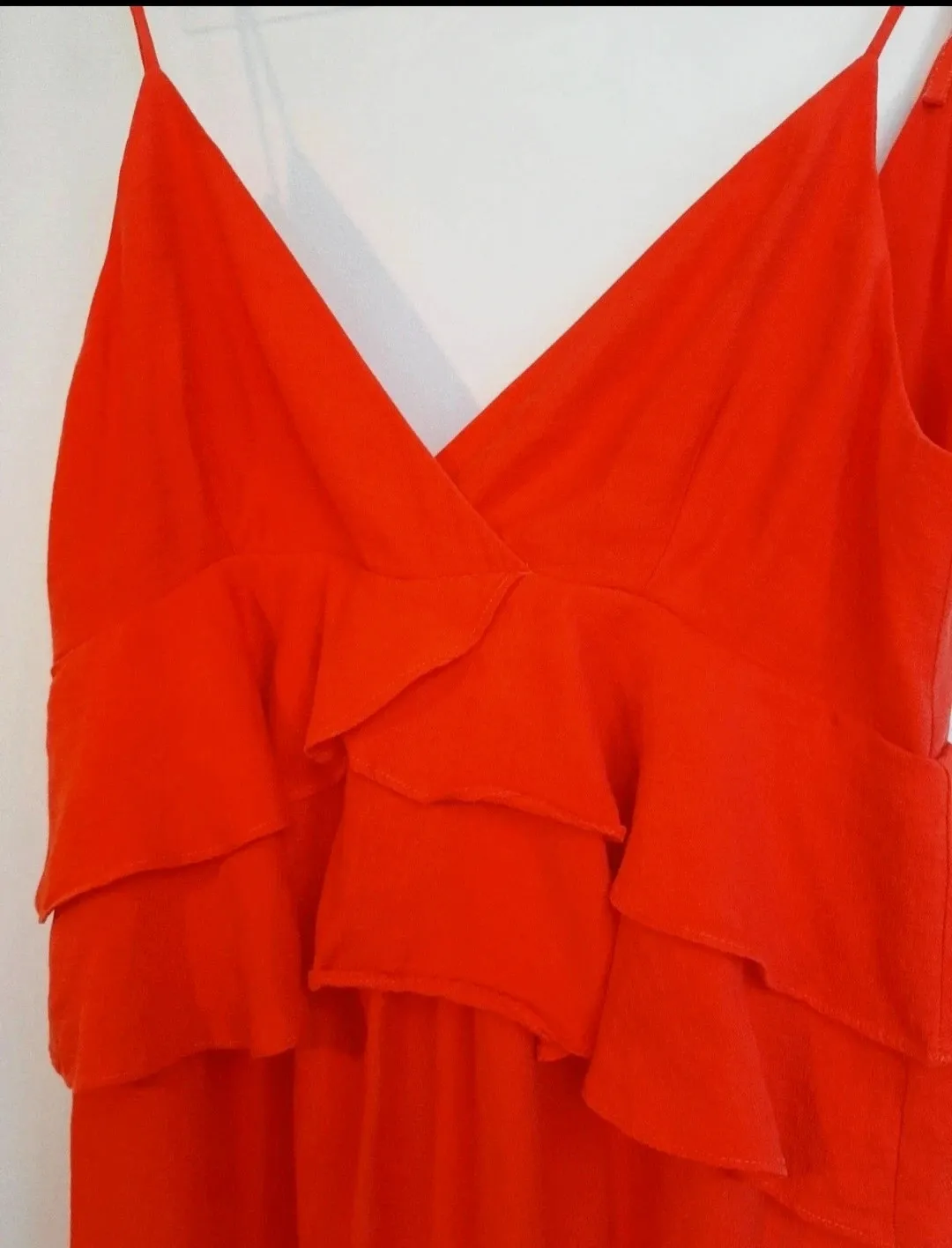 Vestido rojo de tirantes con volantes - Mango (MNG Suit) - Talla S – MNG Suit – taille S / 36 / 8 4