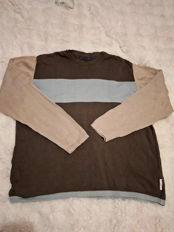 Pull-over Multicolore Vintage / Rétro en Coton Chevignon Marron et Beige T.L