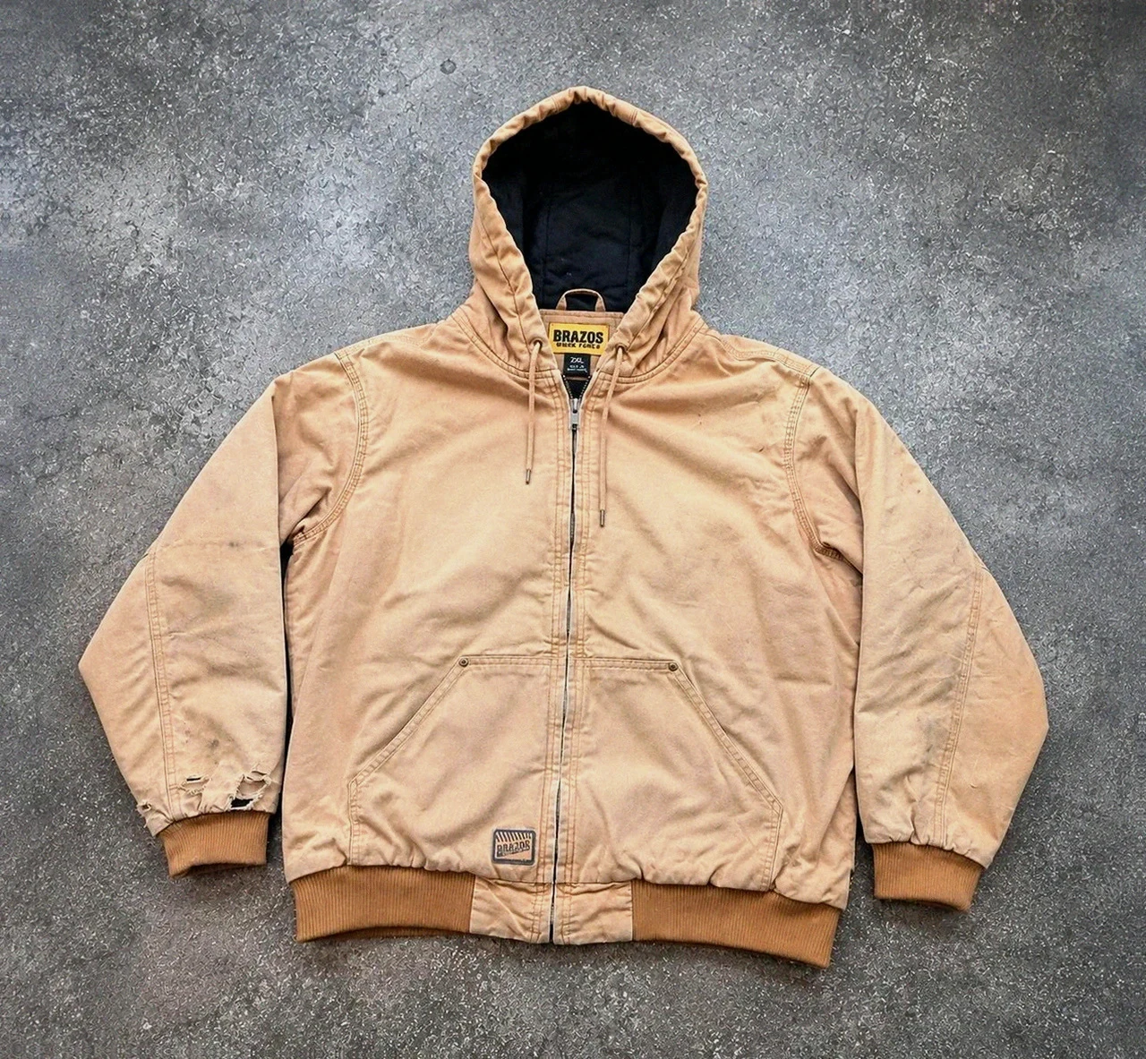 Brazos Work Force Active Jacket 2XL XL oversize Workwear Canvas beige vintage