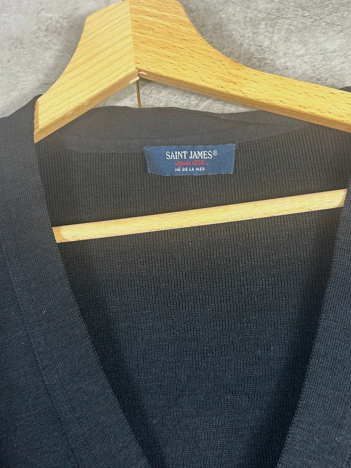 saint james hommes cardigan taille l 52 gilet boutonne noir made in france logo manche – Saint James – taille L 4