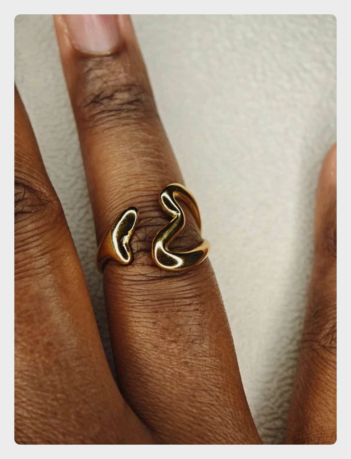 Bague cœur sculptural acier inoxydable doré ajustable waterproof romantique – taille Ajustable