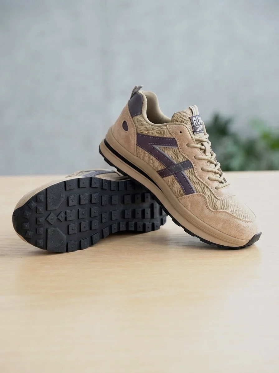 Zapatillas casual beige y marrón talla 46