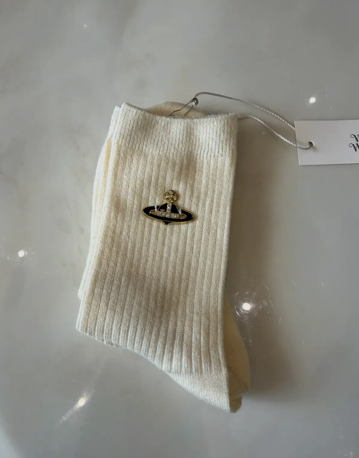 Chaussettes Vivienne Westwood en maille côtelée – Vivienne Westwood – écru – taille Taille unique 2