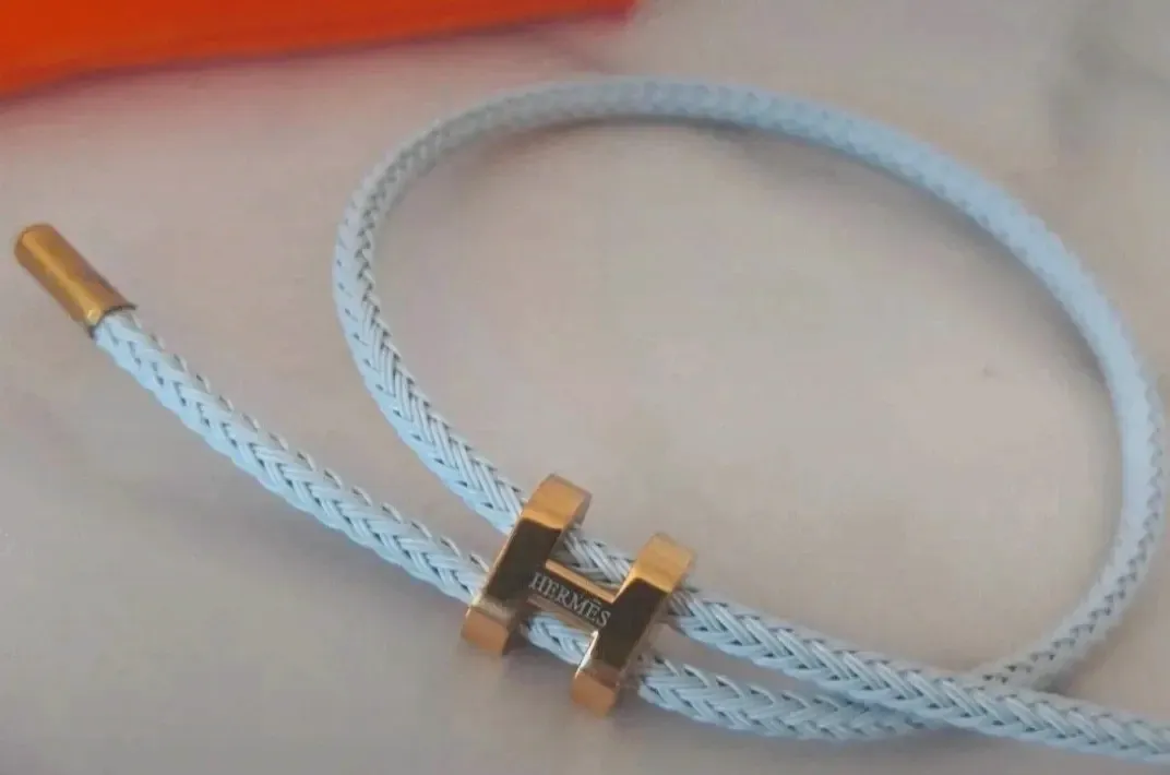 Bracelet corde blanche fermoir H – Hermès – blanc 5