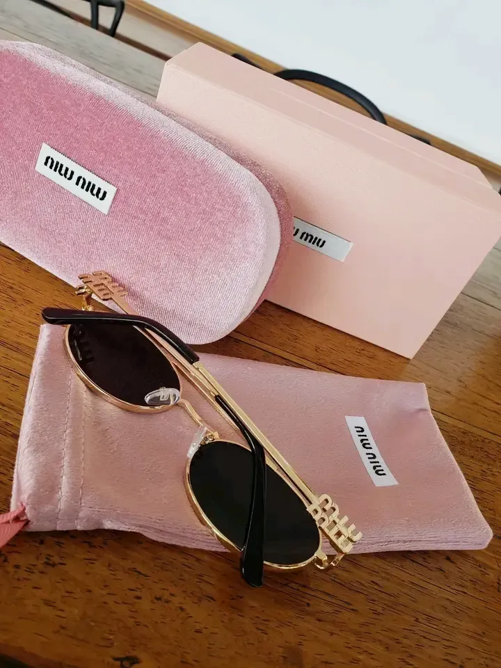 Lunettes de soleil Miu Miu ovales dorées – Miu Miu – doré – taille Taille unique 3