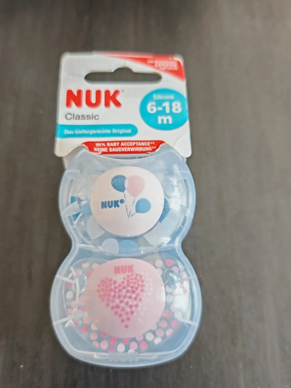 2 sucettes NUK Classic Silicone 6-18 mois – Neuves
