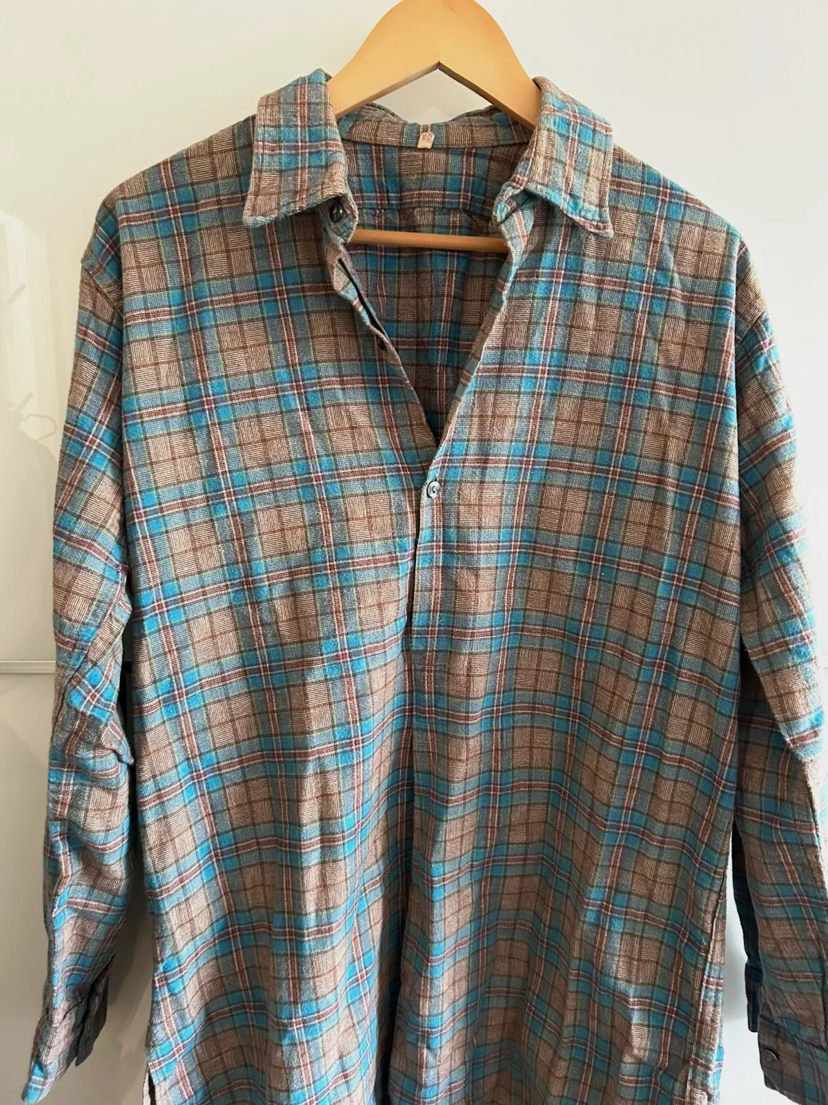 Tunique chemise longue T40 100% coton carreaux oversize vintage – boutique indépendante – taille L / 40 / 12 3