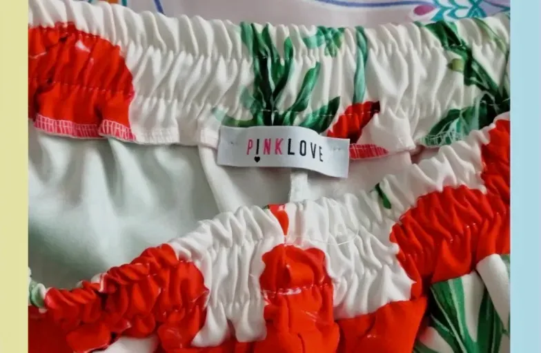 Pantalon motif coquelicots rouges – bon – blanc et rouge 3