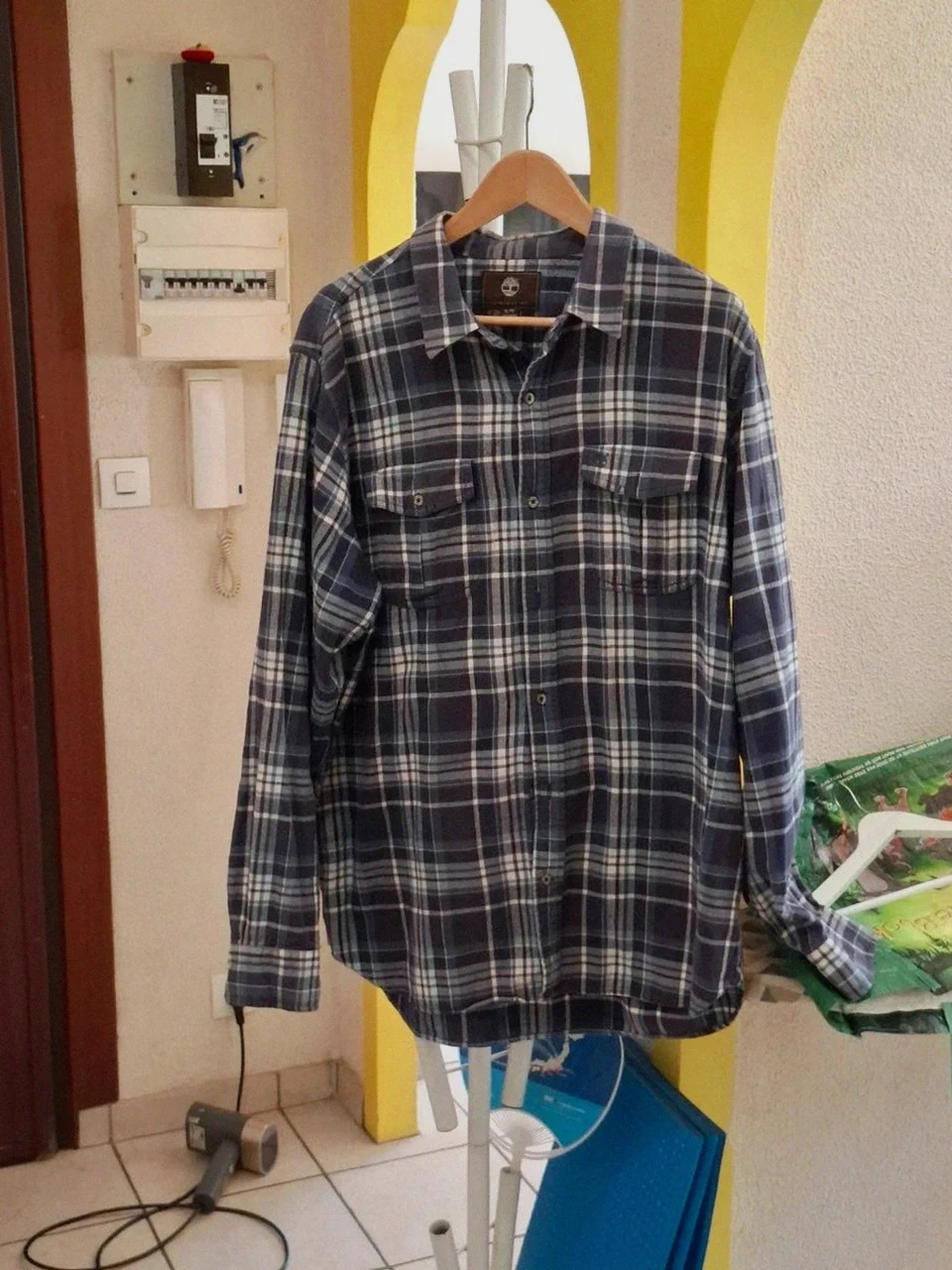 Chemise Manches Longues Flanelle Timberland (Regular Fit) - Carreaux Bleus & Blancs - Taille XL