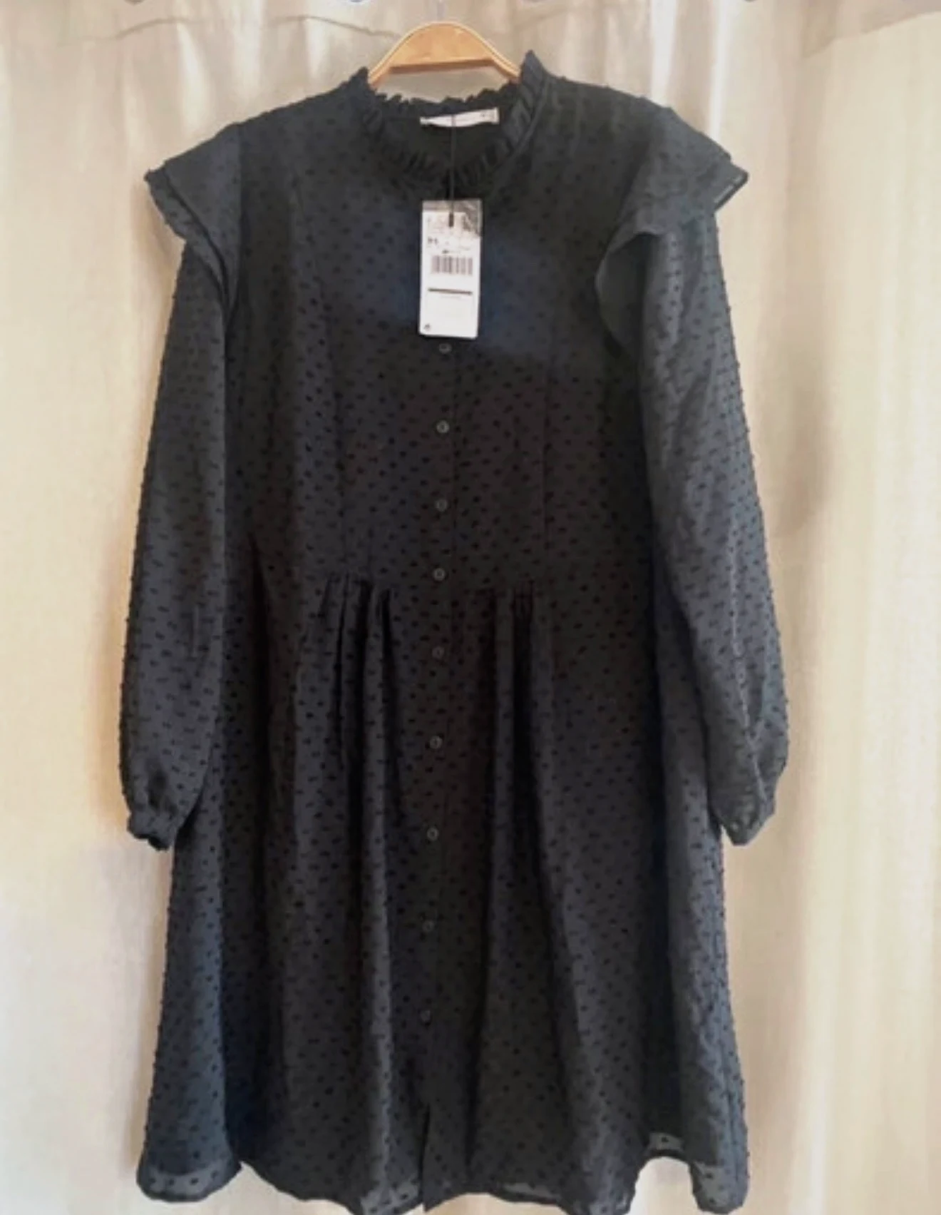 Robe noir mango XS 34 fluide automne hiver