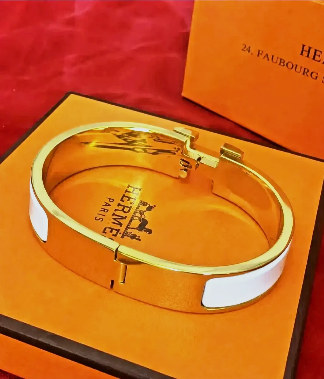Bracelet Hermès Clic-Clac email or blanc