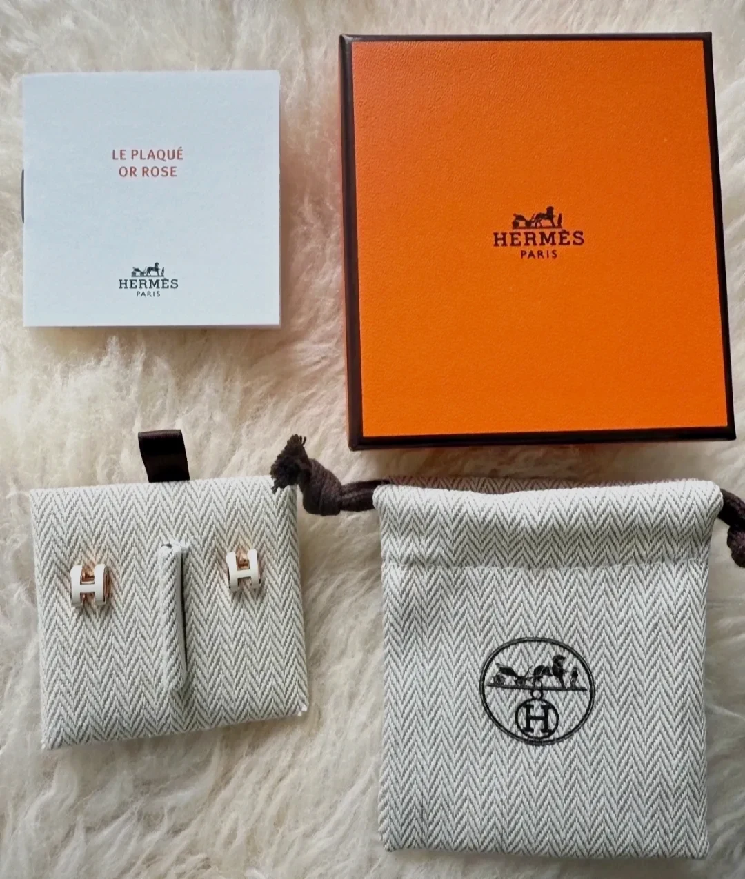 Boucles d'oreilles Hermès Le Plaqué Or Rose bijoux Mini Pop H 