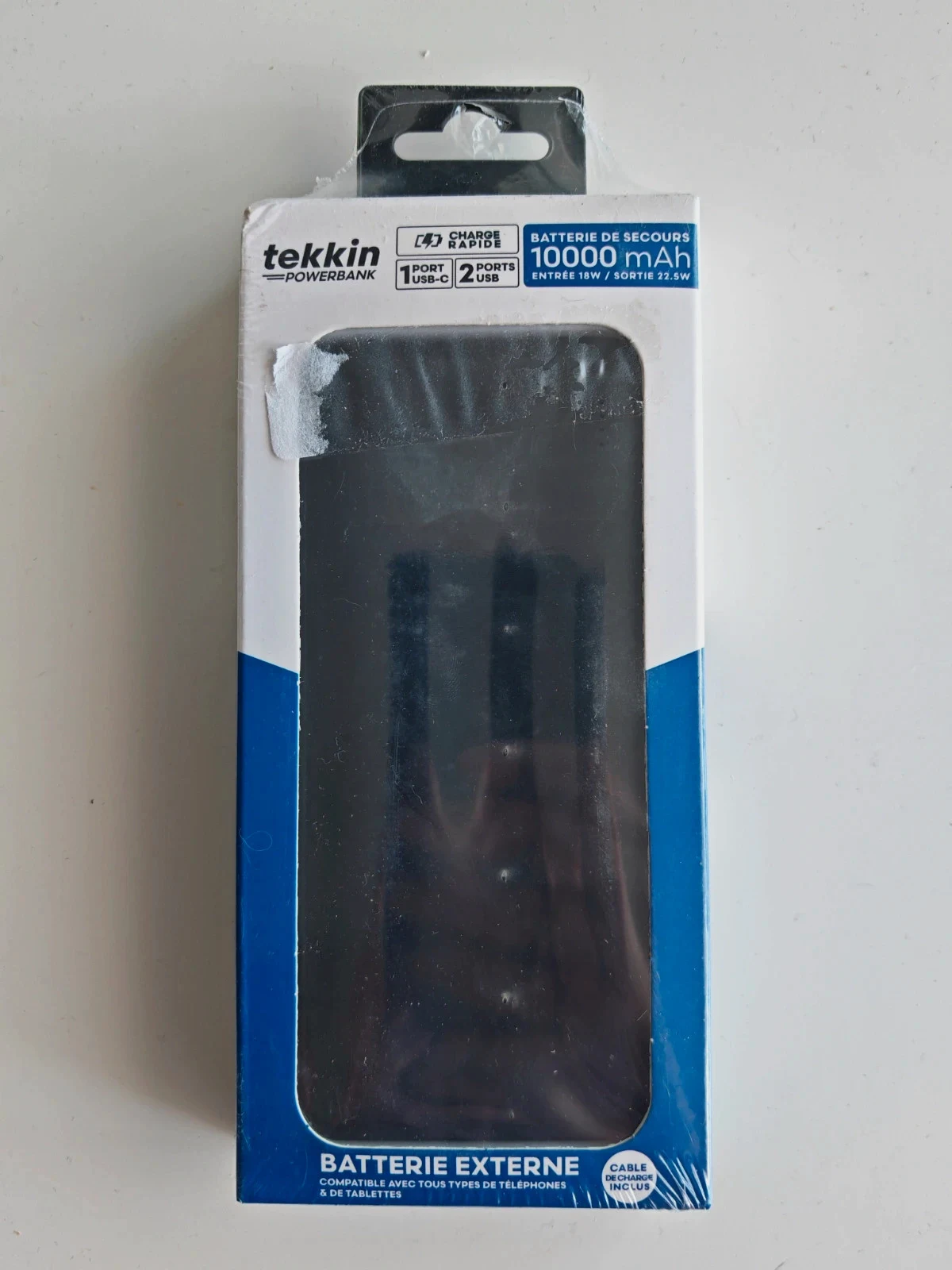 Batterie externe Tekkin 10 000 mAh Charge Rapide 22.5W - Neuve