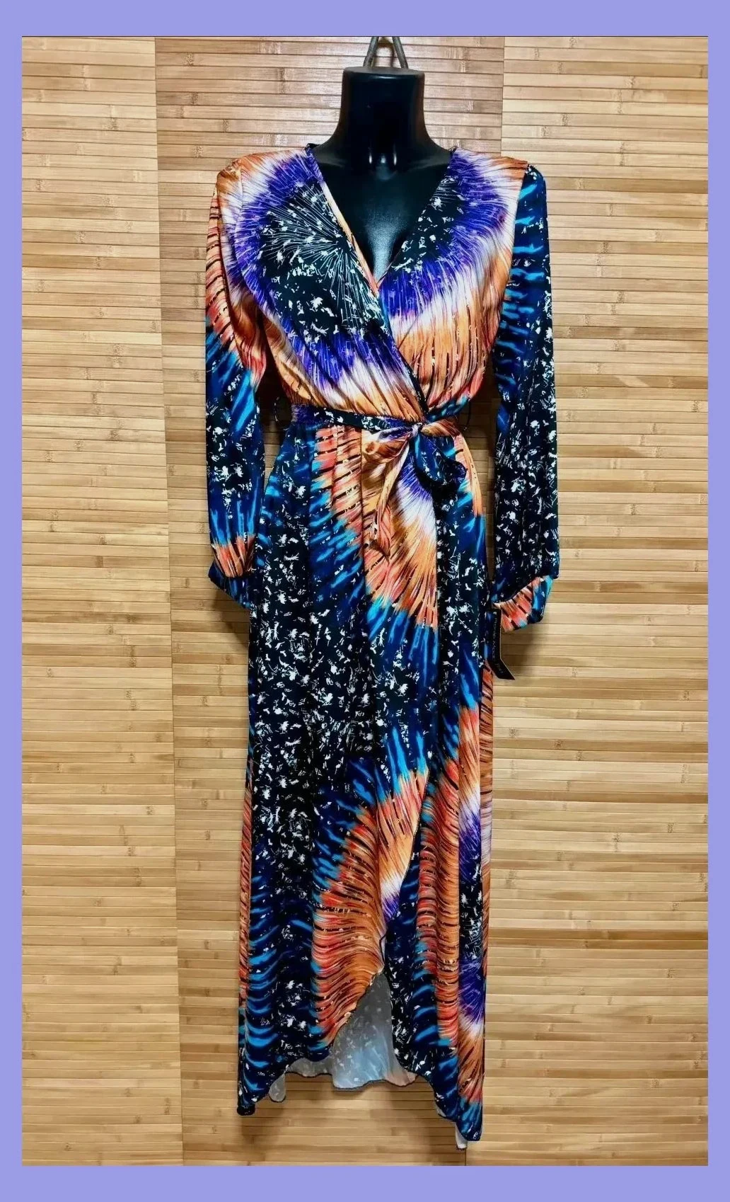 Vestido largo cruzado con cinturón talla única para S-M 😍