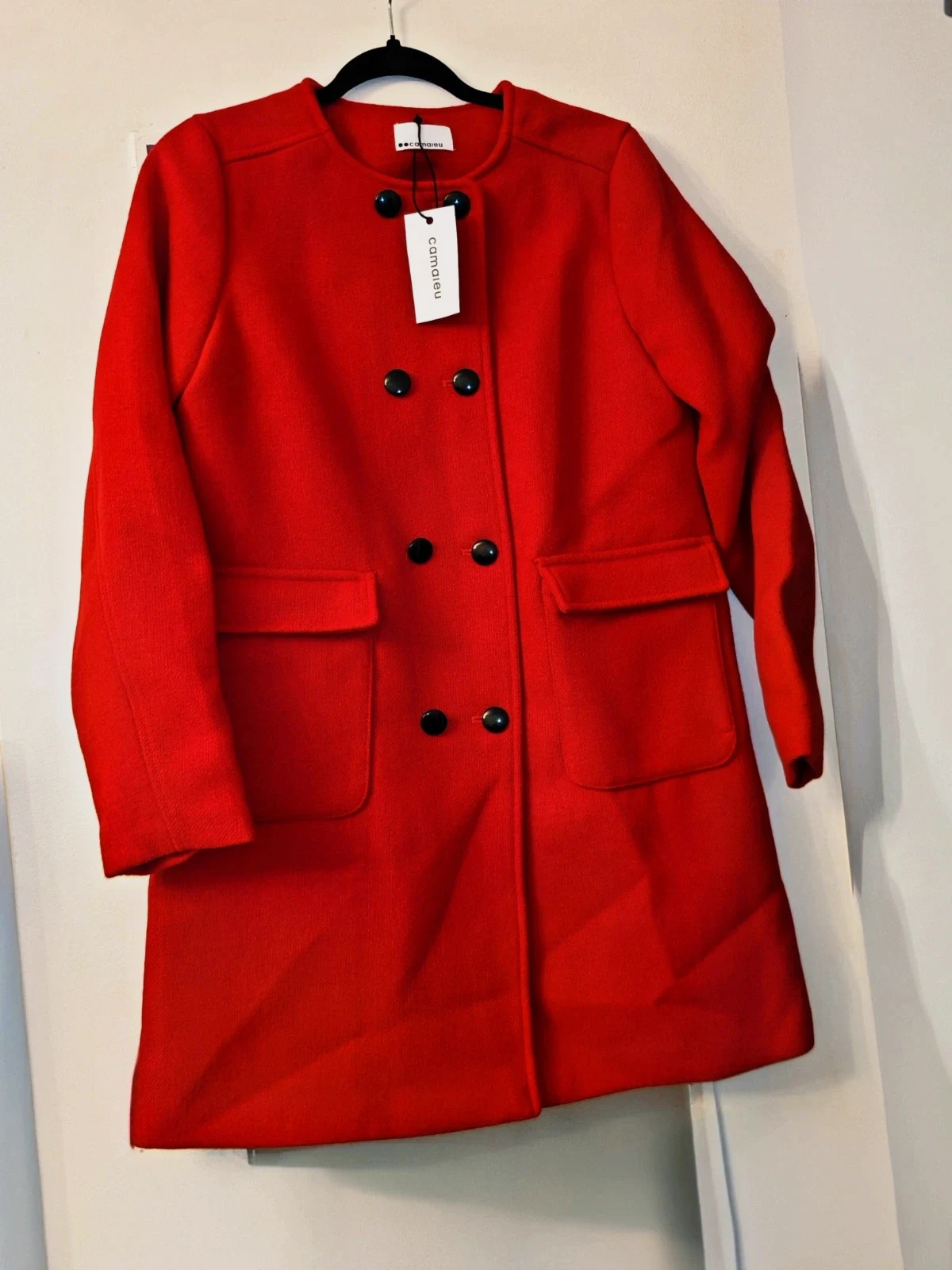 Manteau Camaïeu Rouge – Neuf avec étiquette – Taille 36