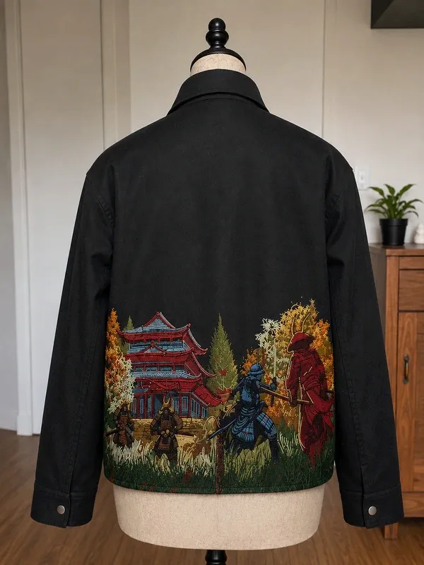 Veste zippee noire style japonais samourai taille L designer – Kozan – taille M 2
